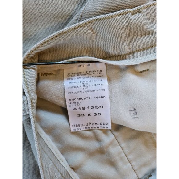 Lee Mens Khakis Size 33/30 Tan Pleated Zip Fly Button Close Slant Pockets - Picture 5 of 8